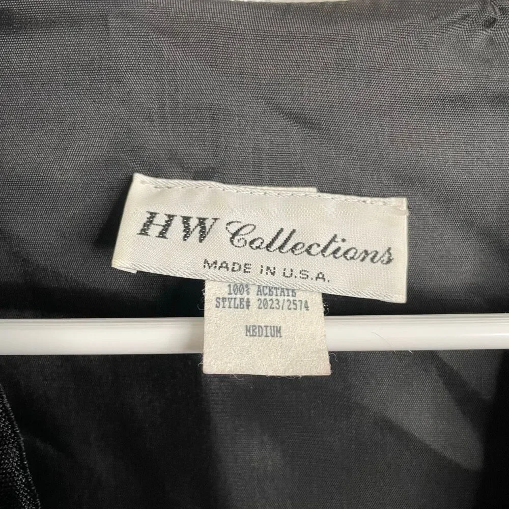 Vtg HW Collections Womens Velvet Bolero M Black Open Front Holiday Black Tie